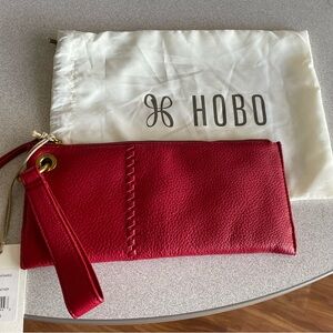 Hobo Red Leather Wristlet